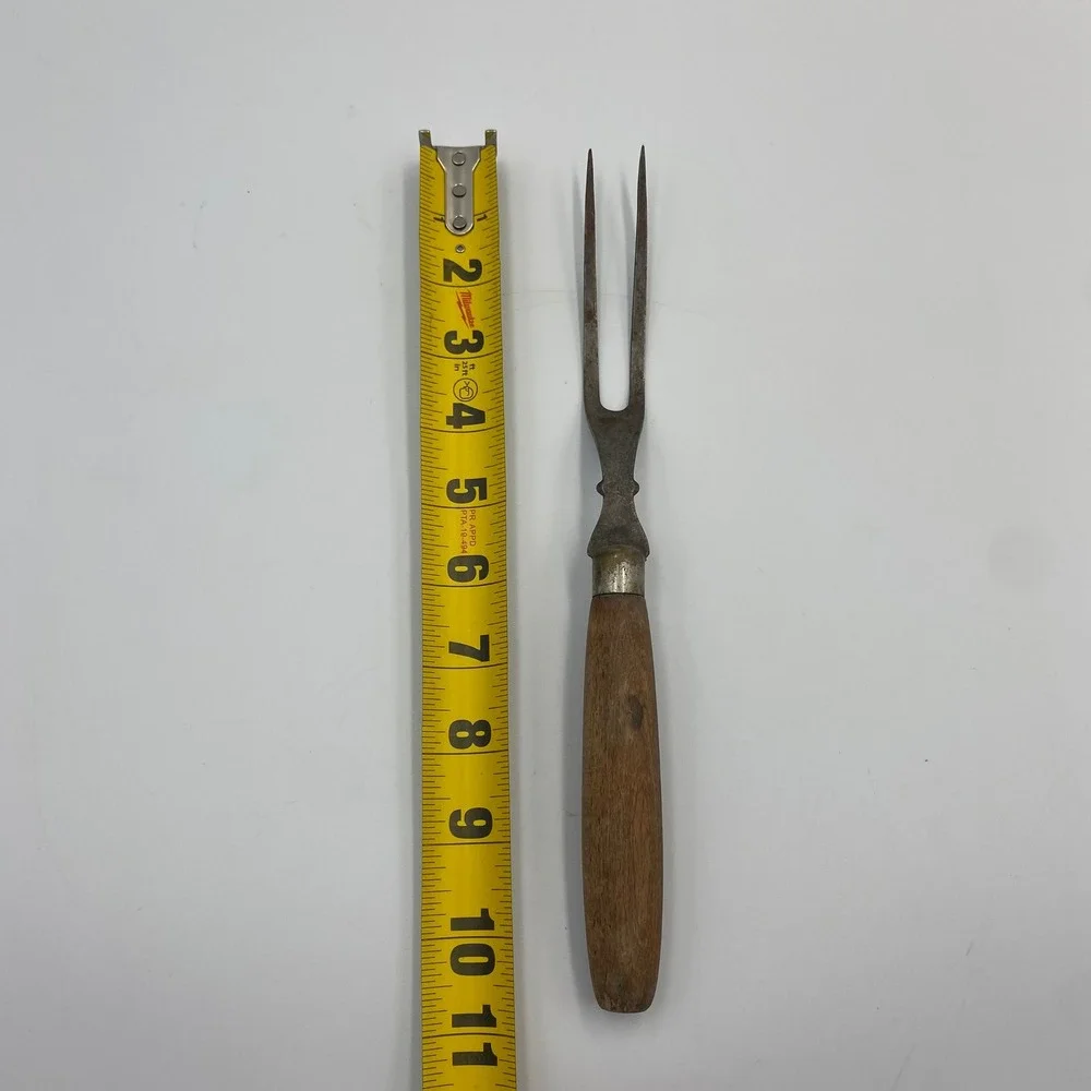 Antique 1899 Patent Wood Handle Meat Carving Fork 2 Tine Primitive Victorian 10